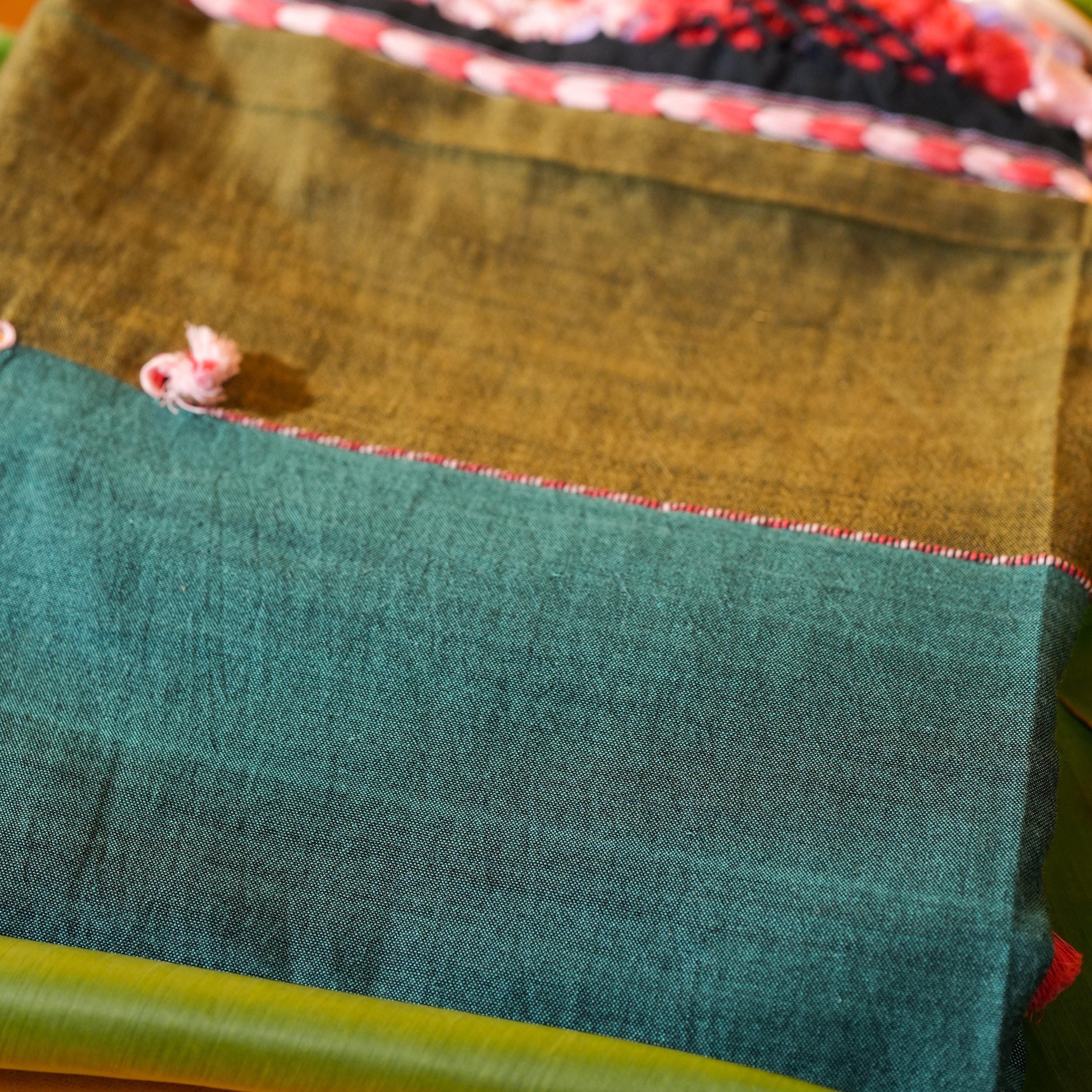 Multicolor Cotton & Tussar Silk Dupatta with Handwork & Mirror Detailing
