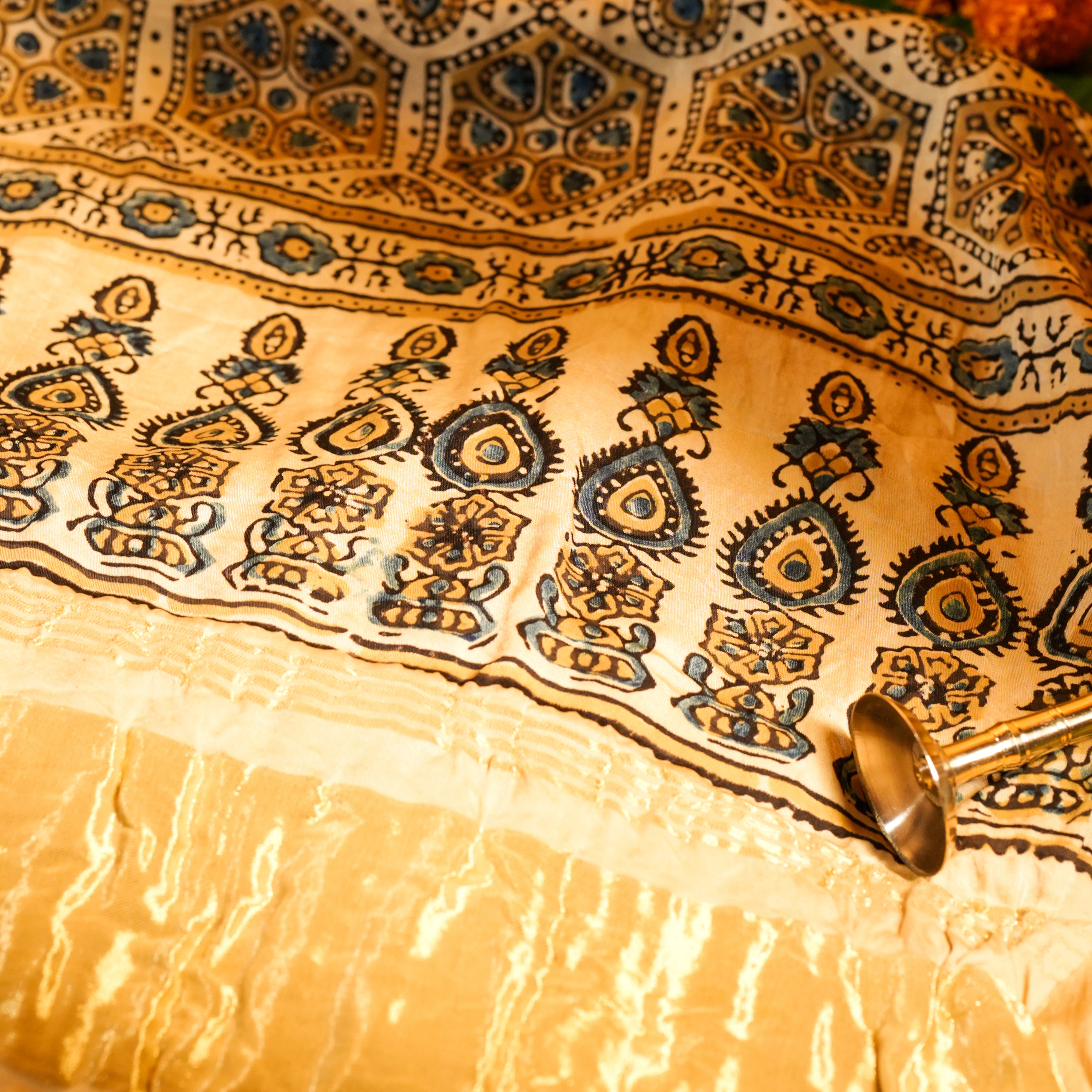 Off-white Dola Silk Dupatta with Ajrakh Print
